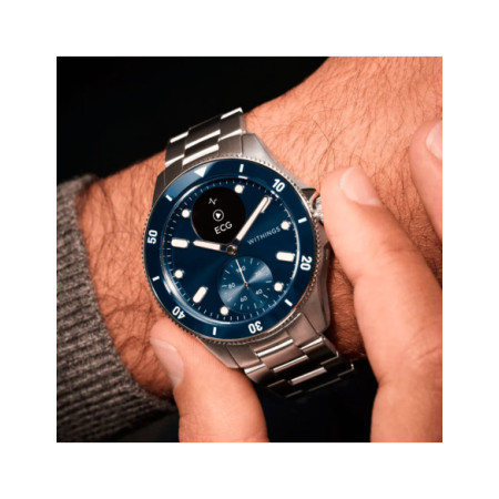 Reloj Withings ScanWatch Nova Azul. Género: Hombre. Material: Acero. Tamaño: De 39mm a 42mm. Correa: Acero. Color esfera: Azul. Estilo: Deportivo. Movimiento: Cuarzo. Características técnicas: Multifunción