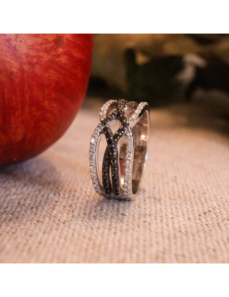 Anillo Oro Blanco Y Diamantes