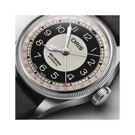 Reloj Oris Big Crown Pointer Date Bullseye 01 754 7779 4601-07 5 19 25. Género: Hombre,Mujer. Material: Acero. Tamaño: De 32mm a 38mm. Correa: Piel. Color esfera: Otros. Estilo: Casual. Movimiento: Automático. Características técnicas: Calendario,Hora y segundero,Reserva de marcha