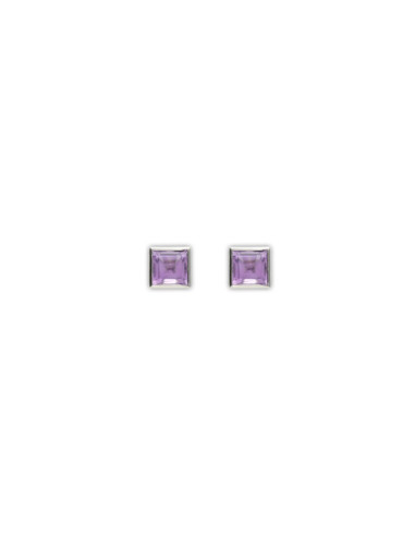 Pendientes Oro Blanco Y Amatista