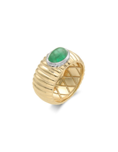 Anillo Oro Amarillo-Blanco Y Esmeralda