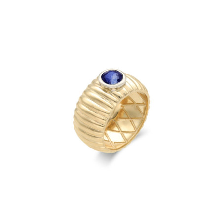 Anillo Oro Amarillo-Blanco Y Zafiro. Género: Mujer. Material: Oro amarillo,Oro blanco. Piedras: Zafiros