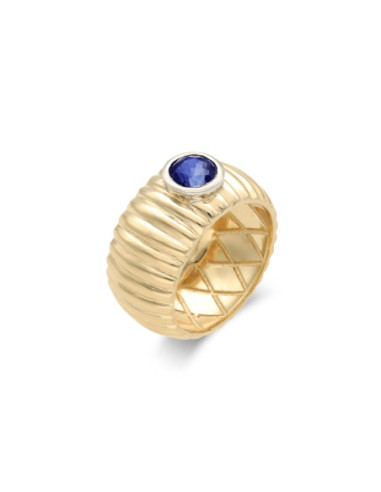 Anillo Oro Amarillo-Blanco Y Zafiro