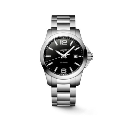 Reloj Longines Conquest L3.759.4.58.6. Género: Hombre. Material: Acero. Tamaño: De 39mm a 42mm. Correa: Acero. Color esfera: Negro. Estilo: Clásico,Casual. Movimiento: Cuarzo. Características técnicas: Hora y segundero,Calendario