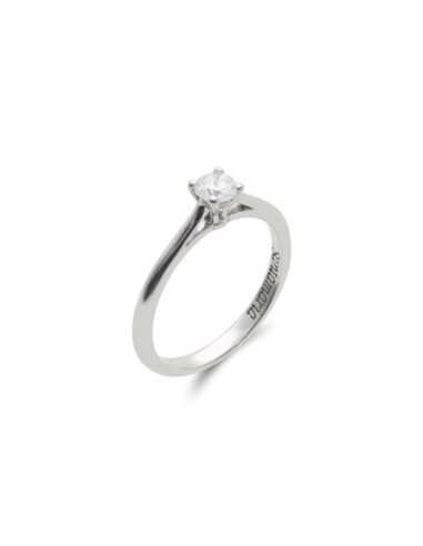 Anillo-Solitario Oro Blanco Y Diamante