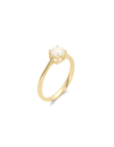 Anillo-Solitario Oro Amarillo Y Diamante