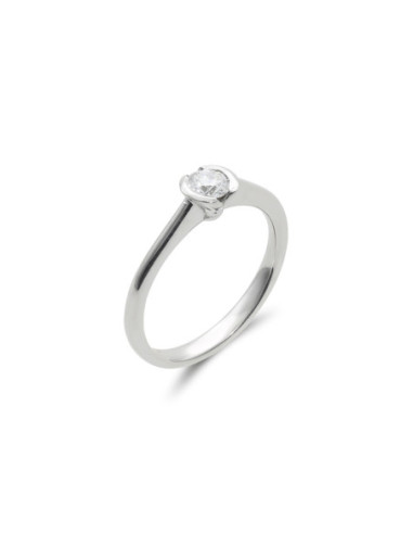 Anillo-Solitario Oro Blanco Y Diamante