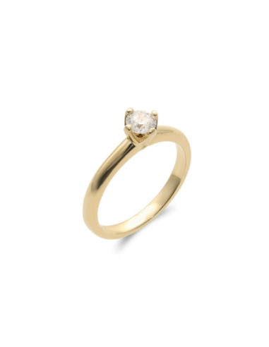 Anillo-Solitario Oro Amarillo Y Diamante