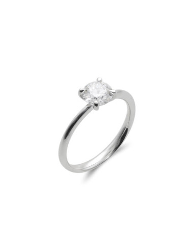 Anillo-Solitario Oro Blanco Y Diamante