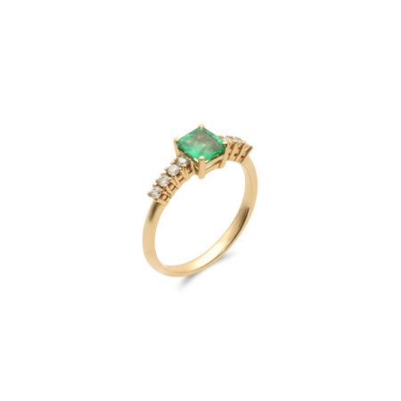 Anillo Oro Amarillo, Esmeralda Y Diamantes. Género: Mujer. Material: Oro amarillo. Piedras: Diamantes,Esmeraldas