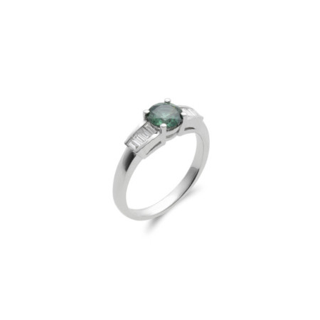 Anillo Oro Blanco, Zafiro Y Diamantes. Género: Mujer. Material: Oro blanco. Piedras: Diamantes,Zafiros