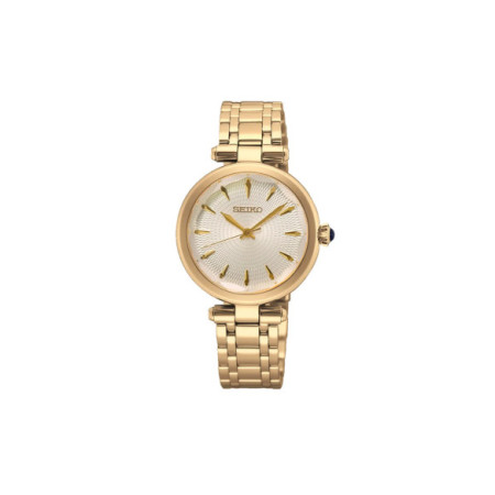 Reloj Seiko Lady SRZ554P1. Género: Mujer. Material: Acero. Tamaño: Menos de 32mm. Correa: Acero. Color esfera: Dorada. Estilo: Clásico. Movimiento: Cuarzo. Características técnicas: Hora y segundero