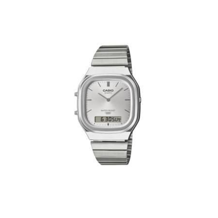 Reloj Casio Vintage Collection AQ-240E-7AEF. Género: Hombre,Mujer. Material: Resina. Tamaño: De 32mm a 38mm. Correa: Acero. Color esfera: Plata. Estilo: Casual. Movimiento: Cuarzo. Características técnicas: Digital,Solo hora