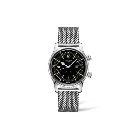 Reloj Longines Legend Diver L3.374.4.50.6. Género: Mujer. Material: Acero. Tamaño: De 32mm a 38mm. Correa: Acero. Color esfera: Negro. Estilo: Casual. Movimiento: Automático. Características técnicas: Hora y segundero,Calendario,Reserva de marcha