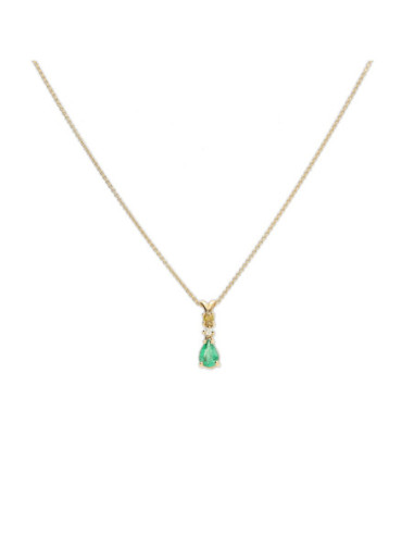 Cadena-Colgante Oro Amarillo, Esmeralda Y Diamantes