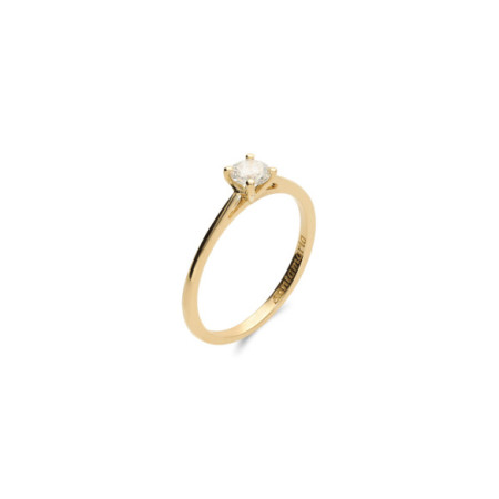 Anillo-Solitario Oro Amarillo Y Diamante. Género: Mujer. Material: Oro amarillo. Piedras: Diamantes