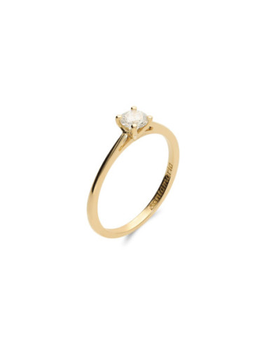 Anillo-Solitario Oro Amarillo Y Diamante