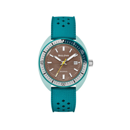 Reloj Bulova Snorkel 98B446. Género: Hombre,Mujer. Material: Cerámica. Tamaño: De 39mm a 42mm. Correa: Caucho. Color esfera: Verde. Estilo: Deportivo. Movimiento: Cuarzo. Características técnicas: Calendario,Hora y segundero