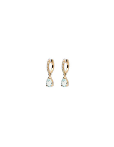 Argollas Oro Amarillo, Aguamarina Y Diamantes