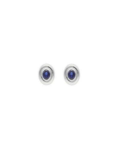 Pendientes Oro Blanco Y Zafiro