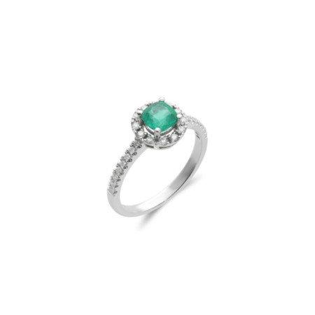 Anillo Oro Blanco, Esmeralda Y Diamantes. Género: Mujer. Material: Oro blanco. Piedras: Diamantes,Esmeraldas