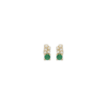 Pendientes Oro Amarillo, Esmeralda Y Diamantes. Género: Mujer. Material: Oro amarillo. Piedras: Diamantes,Esmeraldas
