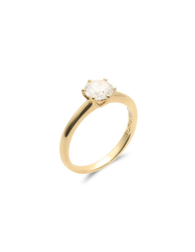 Anillo-Solitario Oro Amarillo Y Diamante