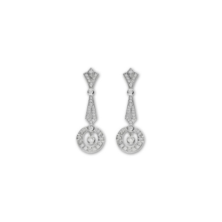 Pendientes Oro Blanco Y Diamantes. Género: Mujer. Material: Oro blanco. Piedras: Diamantes