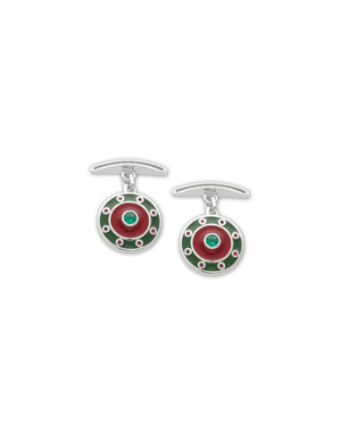 Gemelos Plata, Esmeralda, Esmalte Rojo Y Verde