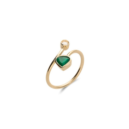 Anillo Oro Amarillo, Esmeralda Y Diamante. Género: Mujer. Material: Oro amarillo. Piedras: Diamantes,Esmeraldas