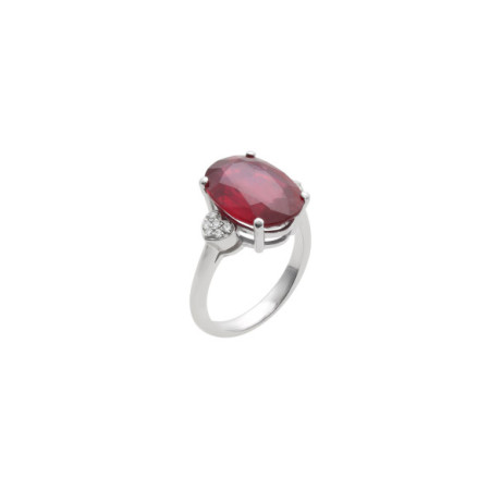 Anillo Oro Blanco, Rubí Y Diamantes. Género: Mujer. Material: Oro blanco. Piedras: Diamantes,Rubies