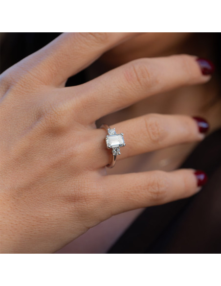 Anillo Oro Blanco Y Diamantes