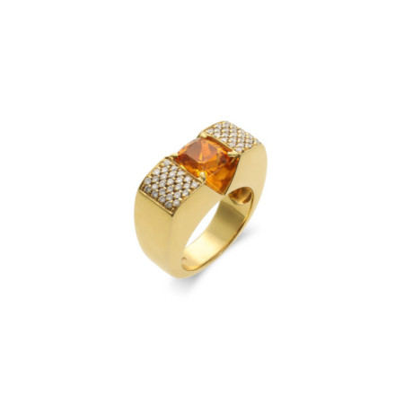 Anillo Oro Amarillo, Citrino Y Diamantes. Género: Mujer. Material: Oro amarillo. Piedras: Diamantes,Citrino