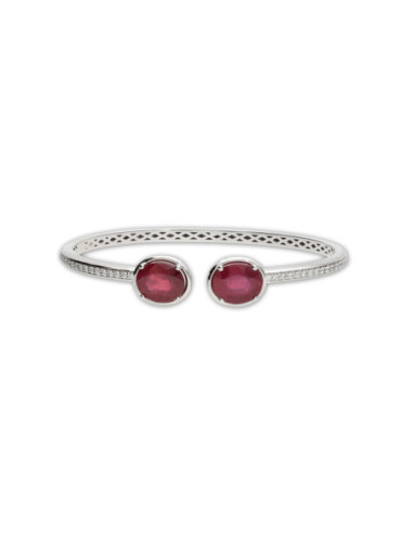 Pulsera Oro Blanco, Rubíes Y Diamantes
