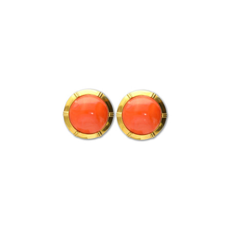 Pendientes Oro Amarillo Y Coral. Género: Mujer. Material: Oro amarillo. Piedras: Coral