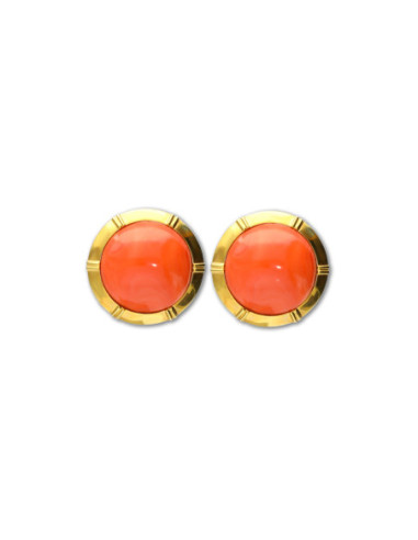 Pendientes Oro Amarillo Y Coral