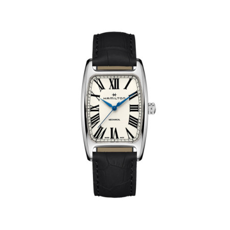 Reloj Hamilton American Classic Boulton Mechanical H13519711. Género: Hombre. Material: Acero. Tamaño: De 32mm a 38mm. Correa: Piel. Color esfera: Blanco. Estilo: Clásico. Movimiento: Cuerda. Características técnicas: Reserva de marcha,Hora y segundero