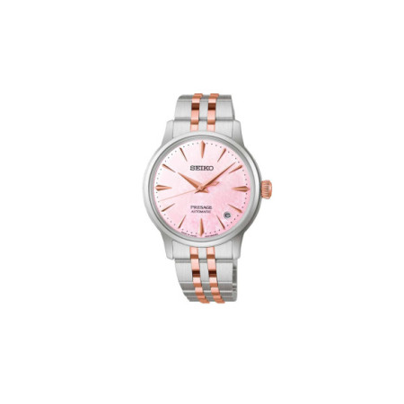 Reloj Seiko Presage Cocktail Time Sakura Aviation SRPM06J1. Género: Mujer. Material: Acero. Tamaño: De 32mm a 38mm. Correa: Acero. Color esfera: Nácar. Estilo: Clásico. Movimiento: Automático. Características técnicas: Calendario,Reserva de marcha,Hora y segundero
