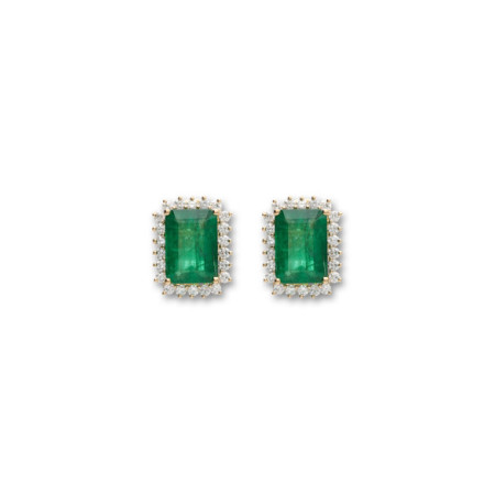 Pendientes Oro Amarillo, Esmeralda Y Diamantes. Género: Mujer. Material: Oro amarillo. Piedras: Diamantes,Esmeraldas