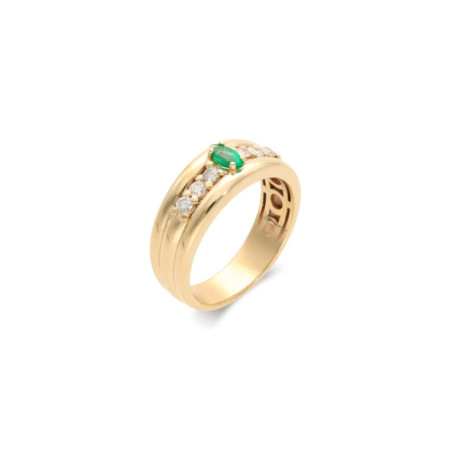 Anillo Oro Amarillo, Esmeralda Y Diamantes. Género: Mujer. Material: Oro amarillo. Piedras: Diamantes,Esmeraldas