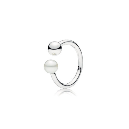 Anillo Pandora Abierto Perla Contemporánea 197573P. Género: Mujer. Material: Plata. Piedras: Perlas