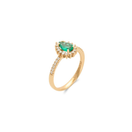 Anillo Oro Amarillo, Esmeralda Y Diamantes. Género: Mujer. Material: Oro amarillo. Piedras: Diamantes,Esmeraldas