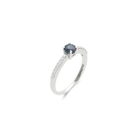 Anillo Platino, Zafiro Y Diamantes. Género: Mujer. Material: Platino. Piedras: Diamantes,Zafiros