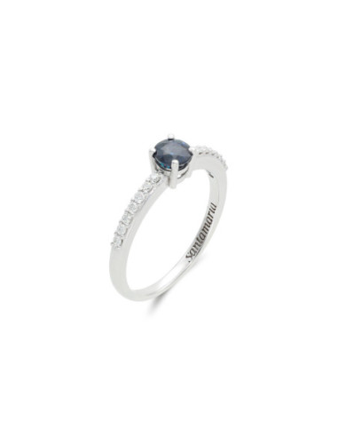 Anillo Platino, Zafiro Y Diamantes