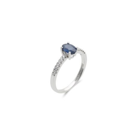 Anillo Platino, Zafiro Y Diamantes. Género: Mujer. Material: Platino. Piedras: Diamantes,Zafiros