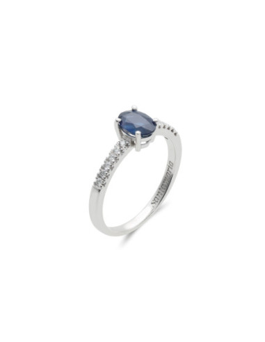 Anillo Platino, Zafiro Y Diamantes
