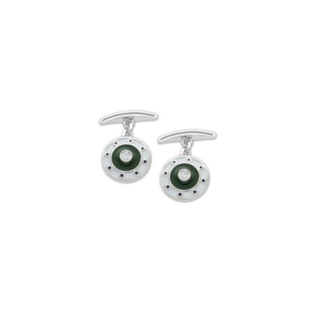 Gemelos Plata, Circonita, Esmalte Blanco, Verde Y Azul. Género: Hombre. Material: Plata. Piedras: Circonitas