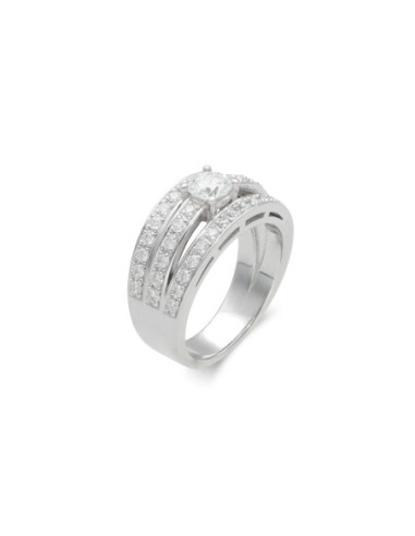 Anillo Oro Blanco Y Diamantes
