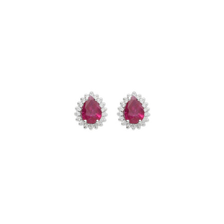Pendientes Oro Blanco, Rubí Y Diamantes. Género: Mujer. Material: Oro blanco. Piedras: Diamantes,Rubies