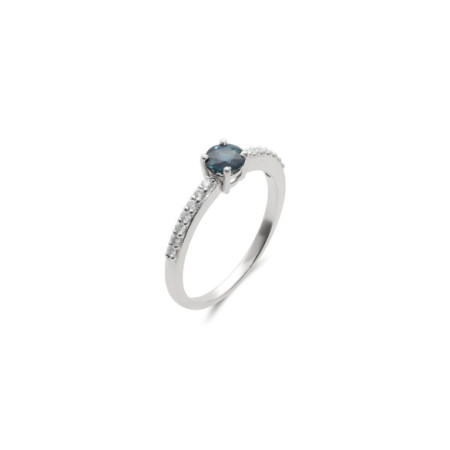 Anillo Oro Blanco, Zafiro Y Diamantes. Género: Mujer. Material: Oro blanco. Piedras: Diamantes,Zafiros